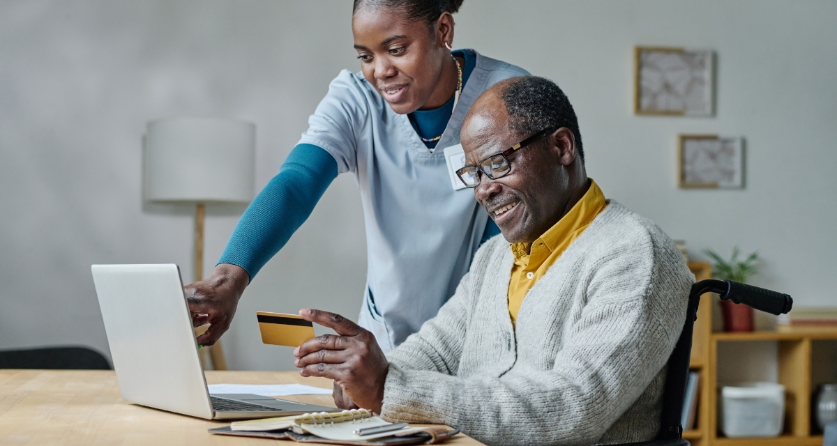 A carer with a patient